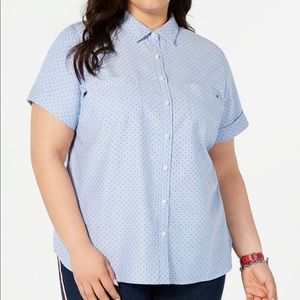 Tommy Hilfiger Plus Size cotton Dot-Print Shirt